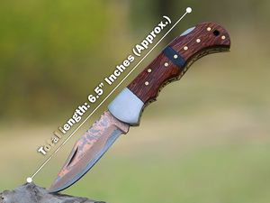 Cuchillo Plegable Multifuncional de Acero de Damasco para Caza y Supervivencia con Mango Personalizable - Product Image 6