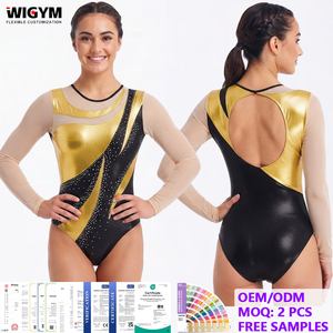 Long Sleeve Gymnastics Leotards Automated Cutting Anti-Bacterial Quick Dry High Stretch Lightweight Polyester 2pcs 7Day 48H 3Day - Product Image 1