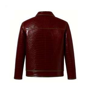 แจ็คเก็ตหนังจระเข้ทำมือขายดี แจ็คเก็ตหนังพรีเมียมสำหรับผู้ชาย เสื้อคลุมคลาสสิกสำหรับฤดูหนาว แจ็คเก็ตผู้ชายแบรนด์ดีไซเนอร์ - Product Image 2