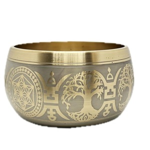 Cuenco Tibetano de Bronce Antiguo con Acabado Gris, Grabado o Martillado, para la Salud y Sonido Mágico - Product Image 1