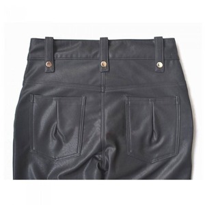 Pantalon en cuir pour femme de haute qualité, nouvelle mode, devant en cuir de vache, pantalon vert élastique, style streetwear, sexy, noir, hiver 2026 - Product Image 5