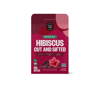 Fleurs d'hibiscus biologiques FGO, coupées et tamisées, thé en vrac, sachet refermable de 8 oz - Product Image 1