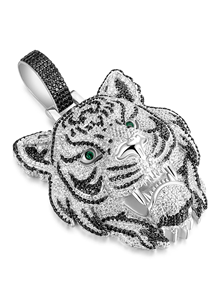 Bijoux Hip Hop en argent personnalisés, pendentif tête de tigre serti de moissanite, plaqué or et rhodium, cadeau unisexe pour fête - Product Image 2