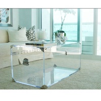 Fabricant usine fournisseur OEM personnalisé table basse moderne en acrylique transparent avec coffre table d'appoint en acrylique