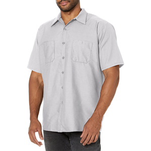 Uniforme de Trabajo de Manga Corta 100% Algodón al por Mayor para Hombre, Camisa Negra con Botones Personalizada a Precio Económico - Product Image 4