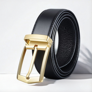 เข็มขัดหนังแท้แบบลำลองสำหรับผู้ชาย หัวเข็มขัดโลหะทรงสี่เหลี่ยม  แบบกลับด้านได้ เหมาะสำหรับงานปาร์ตี้ ของขวัญ - Product Image 4