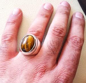 Bague pour homme en gros, nouvelle arrivée, pierre précieuse œil de tigre naturelle, design arabe ottoman, cadeau d'anniversaire, bijoux, bague en argent sterling 925 - Product Image 3