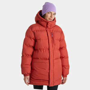 Vente en gros Parka bouffante Aurora personnalisée pour femmes Veste d'hiver matelassée rouge coquelicot en toile respirante avec cordon de serrage réglable - Product Image 3