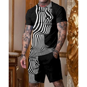 Ensemble short de sport pour homme fitness taille haute slim yoga simple ensemble short et chemise grande taille - Product Image 2