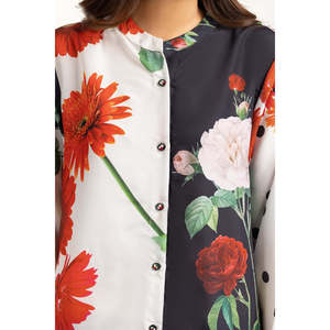 Camisa Informal con Estampado Floral en Color Blanco Hueso, de Poliéster y Cambray, para Mujer, para la Temporada de Primavera/Verano - Product Image 5