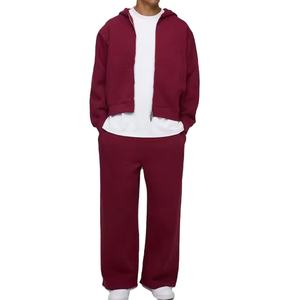 Conjunto Deportivo Personalizado de 2 Piezas para Hombre, Sudadera Holgada con Capucha y Pantalones Jogger de Felpa, 100% Algodón, 480 GSM, con Cremallera - Product Image 1