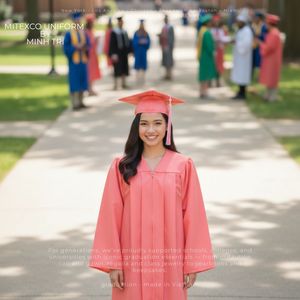 ¡MEJOR VALOR! Conjunto de vestido y gorra de graduación al por mayor MITEXCO | Coral University College Regalia | Vestido académico Premium Vietnam - Product Image 4