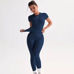 Conjunto Deportivo de Yoga y Gimnasio para Mujer, Transpirable, de Manga Corta, Cómodo, para Ejercicio Diario, Alta Calidad, Servicio OEM - Product Image 1