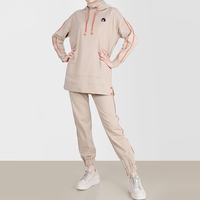REDDITO SPORTS Ensemble de survêtement décontracté pour femmes musulmanes adultes, automne, à capuche, avec cordon de serrage, t-shirt et pantalon, broderie, tissu éponge tissé
