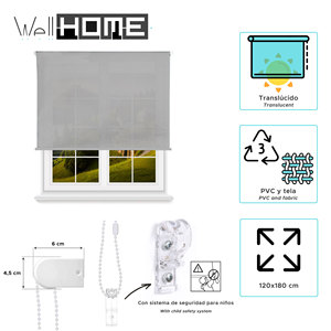 Stores enrouleurs translucides Well Home - Gris, 120 x 180 cm (largeur x longueur) / Taille du tissu 117 x 175 cm - Product Image 2