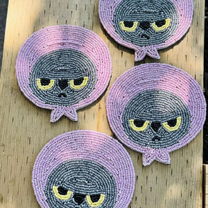 Handmade Glass Beaded <b>Coasters</b>-Classic <b>Drink</b> <b>Coasters</b> with Polyester Backing (4x4 Inch) for Church & Religious Gifts - Product Image 2