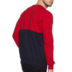 <b>Men's</b> <b>Red</b> And Navy Color Block Crew Neck Pullover <b>Sweatshirt</b> Regular Fit Knitted Cotton Casual Autumn Wear <b>Sweatshirts</b> - Product Image 3