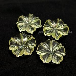 อัญมณีแกะสลักดอกไม้เลมอนควอตซ์ธรรมชาติพลอยรูปทรงดอกไม้แกะสลักหินหลวมสำหรับทำจี้20มม. - Product Image 2