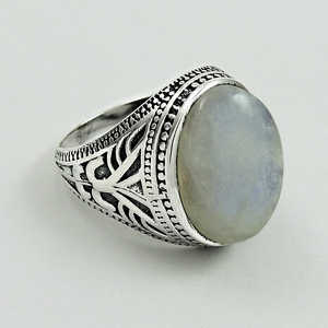 Anillo de piedra lunar arcoíris 100% natural, joyería de moda para hombre, joyería bohemia clásica para bodas, compromisos y fiestas. - Product Image 1