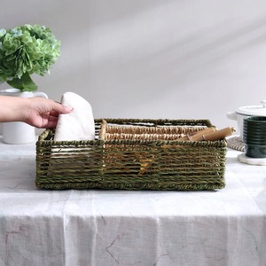 Organisateur sectionnel en jonc de mer - Panier de rangement artisanal olive, vente en gros, écologique, fabriqué au Vietnam - Product Image 6