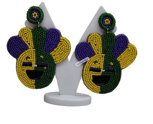 Pendientes llamativos Mardi Gras con cuentas a mano - Product Image 6