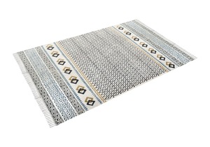 พรมผ้าฝ้าย100% ที่มีลวดลายการออกแบบซิกแซกที่สวยงามและงานปักที่ยอดเยี่ยมเหมาะสำหรับการตกแต่งบ้านห้องนั่งเล่นและรถยนต์ - Product Image 2