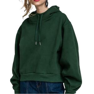 Sudadera con capucha recortada con cordón para mujer con logotipo personalizado Jersey deportivo de gran tamaño ajustado de talla grande para mujer - Product Image 1