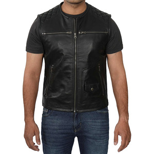 New Custom Made Mens <b>Slim</b> <b>Fit</b> Casual Fashionable Leather Vest Biker Leather Vest <b>Jackets</b> for Mens - Product Image 1