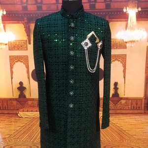 2023 nueva moda y elegante Sherwani con zapatos a juego cremallera Fly pantalón Cierre de talla grande transpirable para boda/fiesta - Product Image 1