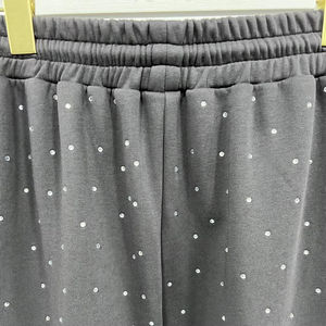 Ensemble 2 pièces personnalisable pour femmes orné de strass à capuche manches longues survêtement fermeture éclair réglable hiver - Product Image 5