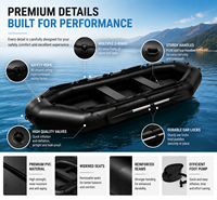 Bateau pneumatique en PVC pour la pêche, avec rames en aluminium et sièges amovibles, idéal pour les sports nautiques en plein air (vente en gros)