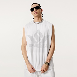 Men's <b>Black</b> Sleeveless Tank <b>Top</b> O-Neck Knitted Casual Sports <b>Vest</b> With Front Logo Breathable Regular Fit - Product Image 4