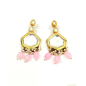 Ensemble de collier vintage plaqué or Meenakai Kundan avec perles roses et zircon, bijoux fins pour femmes, pour cadeau de mariage - Product Image 4