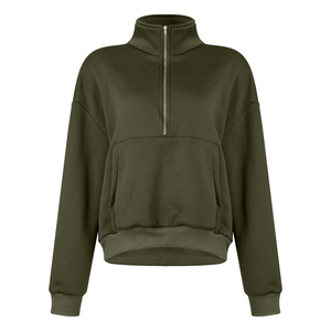 Best-Selling Women's Turtleneck Sweatshirt Custom 100% Cotton Printed Logo Front Zipper-<b>Up</b> Breathable Quick-Dry Casual Winter - Product Image 6