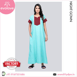 Optimum Quty 100% algodón Vestido de noche largo para mujer Bk Proveedor de venta ampliamente verde azul Color Logo Ropa de dormir Uso en el hogar Verano - Product Image 2