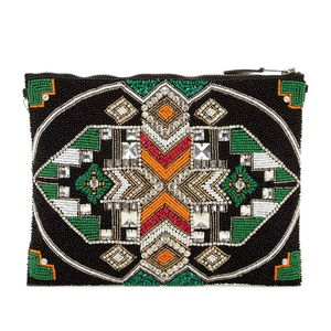 Lindo hecho a mano con cuentas bordado azulejo patrón Mini bolso con cremallera joyería de lujo de moda con estilo hermoso lujo Premium DE LA India - Product Image 1