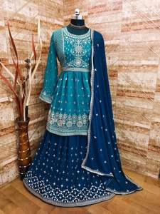 Dernier modèle de Lehenga Choli en Georgette par Fab Zone, vêtements de fête pour femmes avec broderie et travail de séquence - Product Image 5