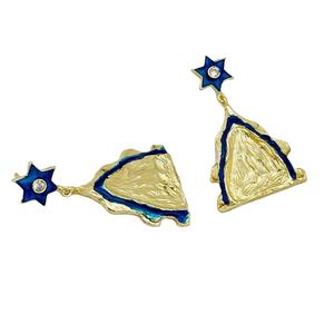 Flor de diseñador hecha a mano chapada en oro y pendientes colgantes DesignerFashion Earring Drop and Dangle Earrings para mujer - Product Image 3