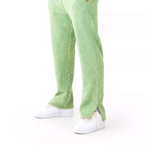 Wholesale Custom Unisex Regular Hooded Casual Acid Wash Solid Eco-Friendly 100% Cotton <b>Fleece</b> Tracksuit Two-Piece Jogger Set - Product Image 2