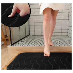 New Collection <b>Bathroom</b> Rugs Set Of 5 Piece Non Slip Ultra Soft Easy To Clean Strong Absorbent in Black Color - Product Image 3