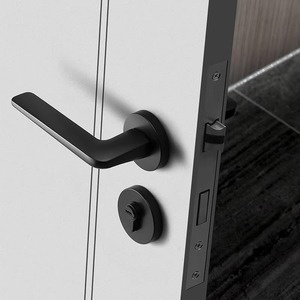 Poignée de porte noire design avec poignée cylindrique forte de style minimal pour une utilisation intérieure dans le bureau à domicile ou la chambre à coucher. - Product Image 5
