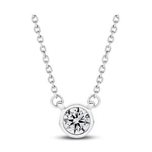 Collar con colgante solitario de diamante genuino cultivado en laboratorio de un cuarto de quilate, oro macizo de 14K, corte E-VS2, engaste de garras, para fiesta de compromiso - Product Image 1