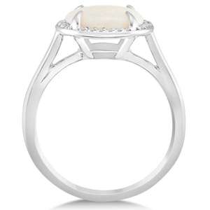 Anillo Vintage de Oro Blanco de 14K con Diamante Ovalado de 3.56ct, Chapado en Rodio, Halo con Incrustaciones de Ópalo, Joyería de Número 18K - Product Image 1