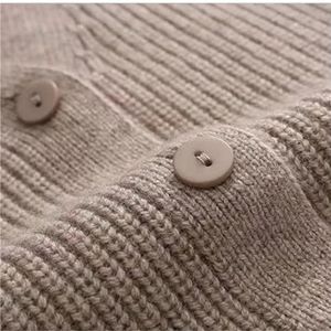 OEM Women's Winter Casual Style Cashmere <b>Sweater</b> Comfortable Rib Knitted Button with Custom Logo on Front Solid Color <b>Cardigan</b> - Product Image 4