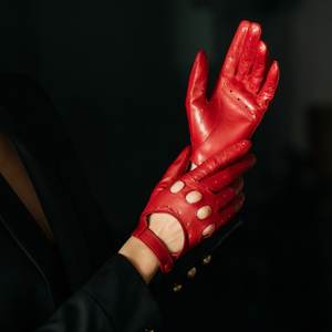 Recién llegado, guantes de conducción de cuero de piel de oveja de Color sólido, equipo deportivo de coche a la moda - Product Image 5