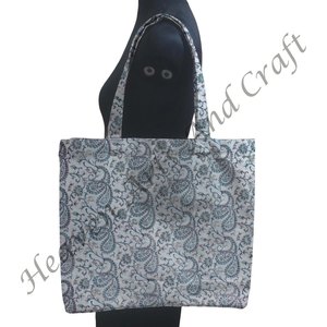 2026 nouveau sac à provisions carré en coton imprimé à bloc complet personnalisé avec sac fourre-tout de plage à motif de 2 poignées - Product Image 5