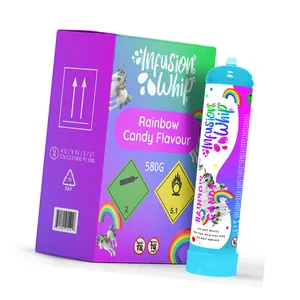 Export Quality Wholesale Supply Rainbow Candy Flavor 580g Pack Infusion Whip Whipped Cream Cylinder / Tank