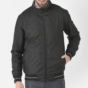 Chaqueta Bomber de Lona para Hombre, Fabricada en Fábrica, con Cuello Alto, Color Único, Estilo Vintage, Resistente al Viento y Transpirable - Product Image 1