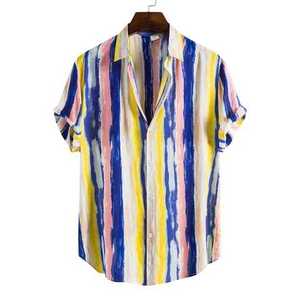 Camisetas hawaianas tropicales para hombre, Jersey de Color azul, camisetas florales con botones, ropa de playa de verano, camisa turística Vac - Product Image 3