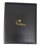 Porte-menu de restaurant en cuir PU italien de luxe 2024, durable, promotionnel, avec logo personnalisé pour les hôtels, les boutiques, les bars à vin